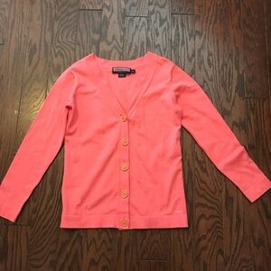 Vineyard vine girls coral button up cardigan sweater